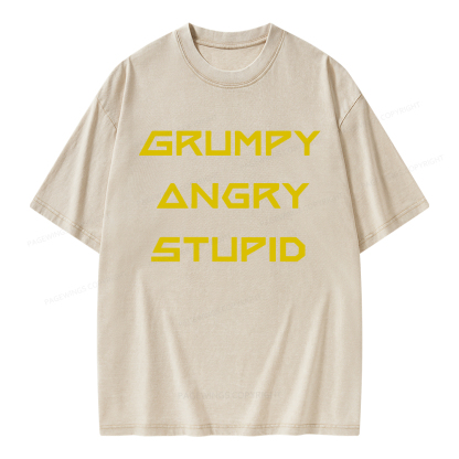 Pagewings Grumpy Angry Stupid Unisex Washed T-shirt