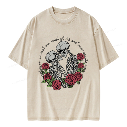 Pagewings Gothic Romance Skeleton Lovers Unisex Washed T-shirt
