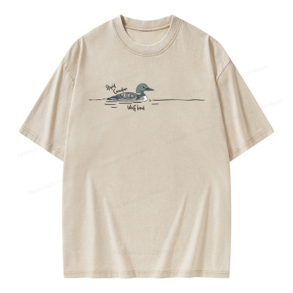 Pagewings Stupid Canadian Wolf Bird Unisex Washed T-shirt