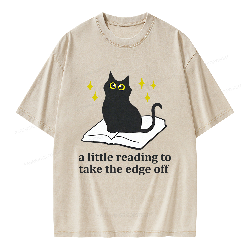 Pagewings A Little Reading To Take The Edge Off  Unisex Washed T-shirt