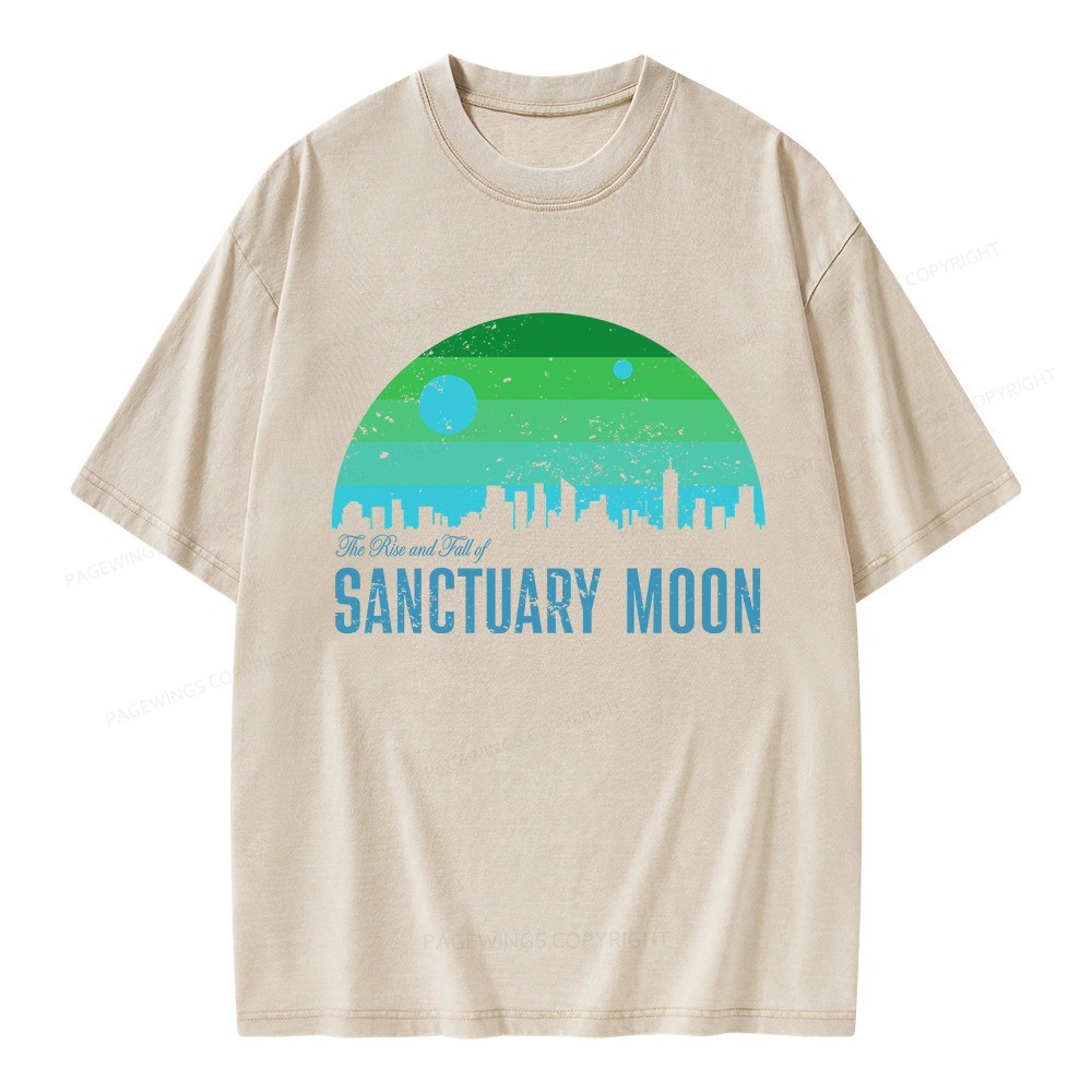 Pagewings The Rise and Fall of Sanctuary Moon Unisex Washed T-shirt