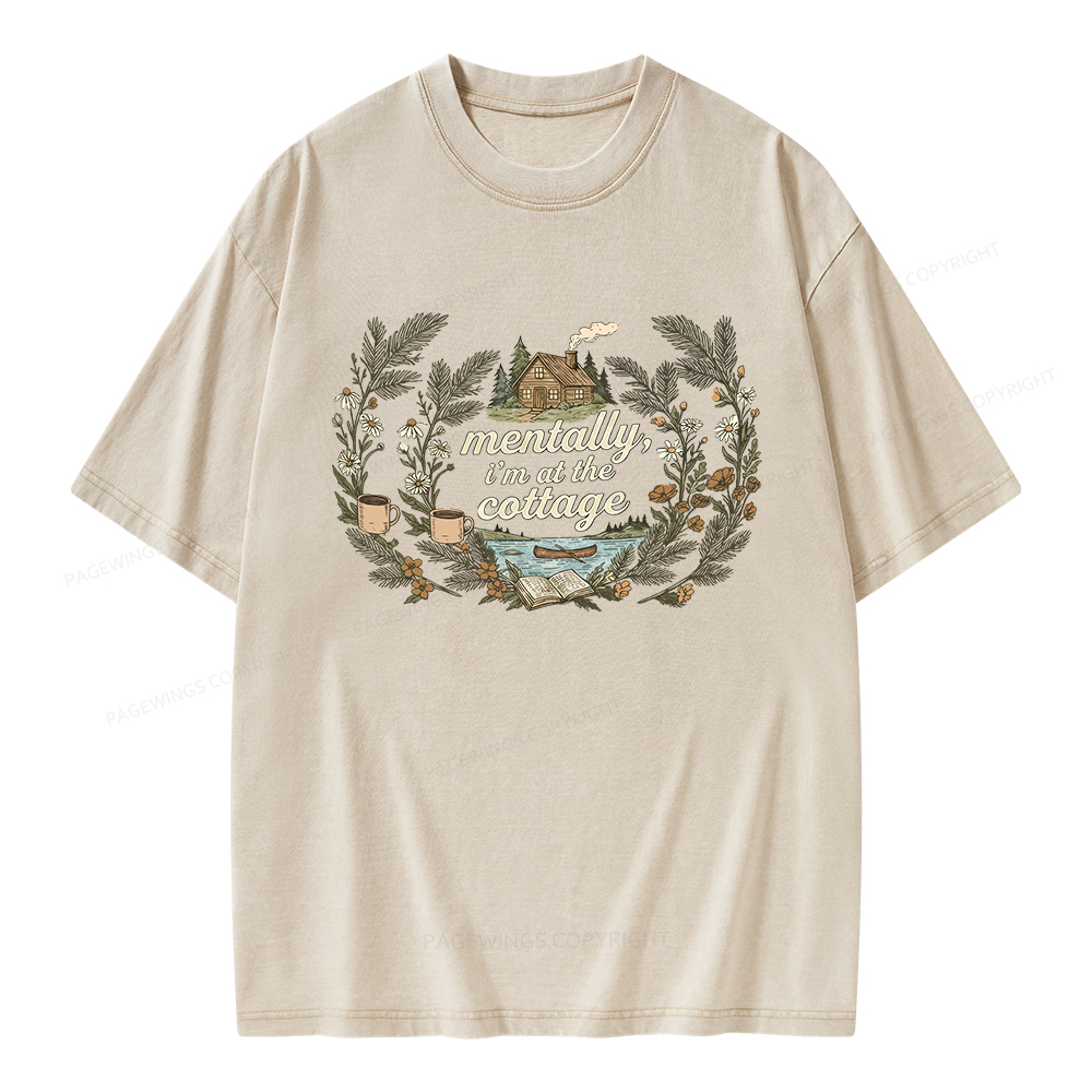 Pagewings Mentally I'm At The Cottage Unisex Washed T-shirt