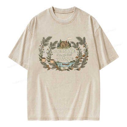 Pagewings Mentally I'm At The Cottage Unisex Washed T-shirt