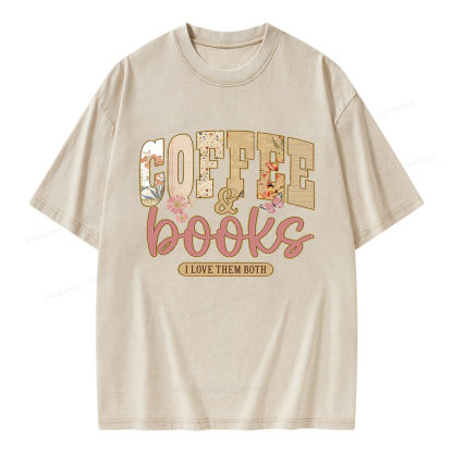 Pagewings Coffee And Books Unisex Washed T-shirt