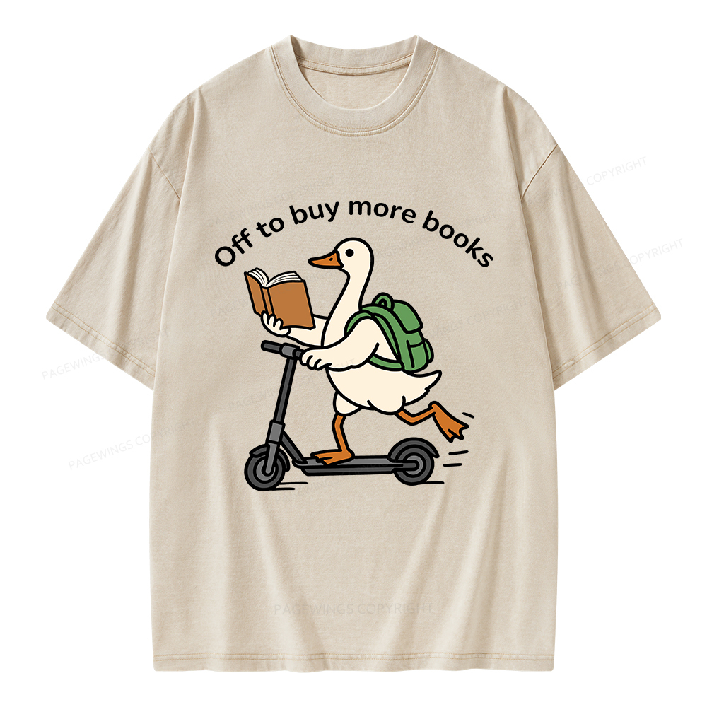 Pagewings Off to Buy More Books Unisex Washed T-shirt