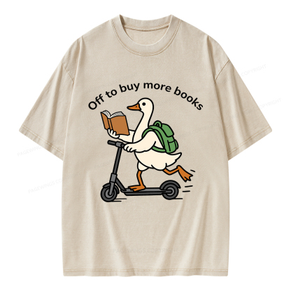 Pagewings Off to Buy More Books Unisex Washed T-shirt