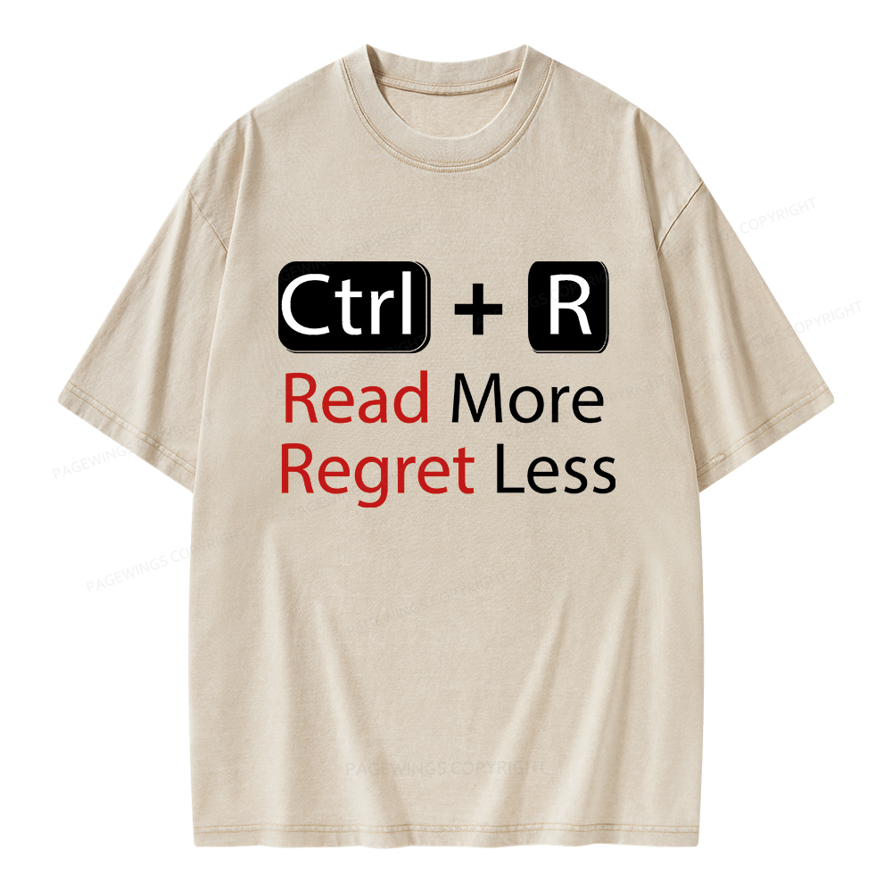 Pagewings Read More Regret Less Unisex Washed T-shirt