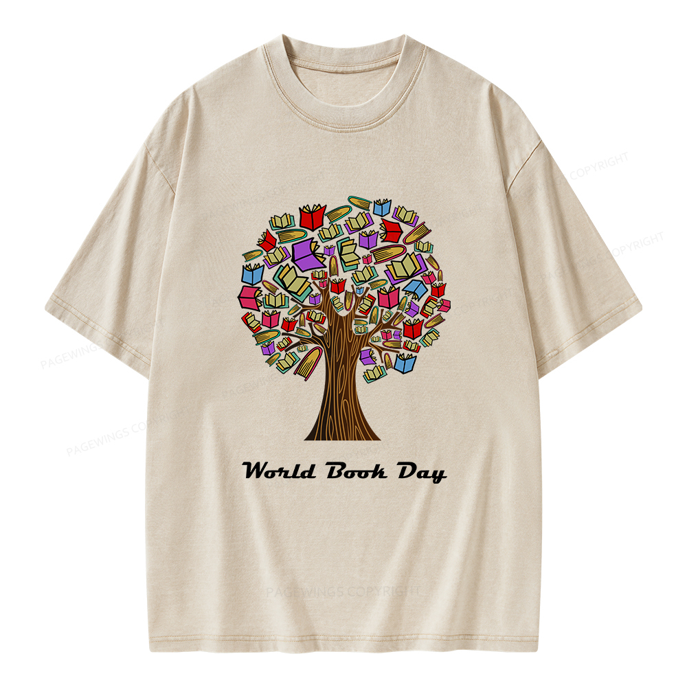 Pagewings World Book Day Tree Unisex Washed T-shirt