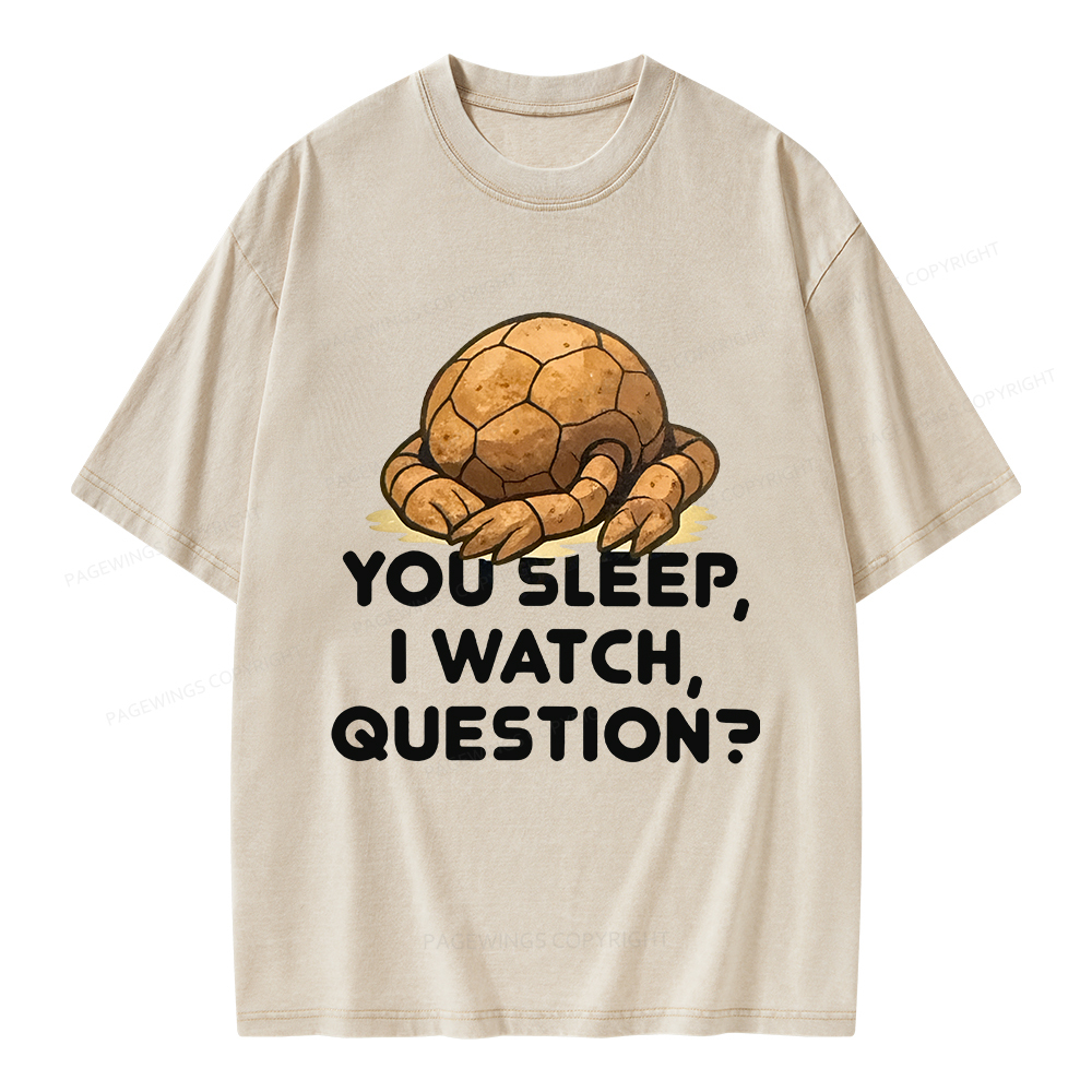 Pagewings You Sleep I Watch Question Unisex Washed T-shirt