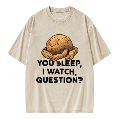 Pagewings You Sleep I Watch Question Unisex Washed T-shirt