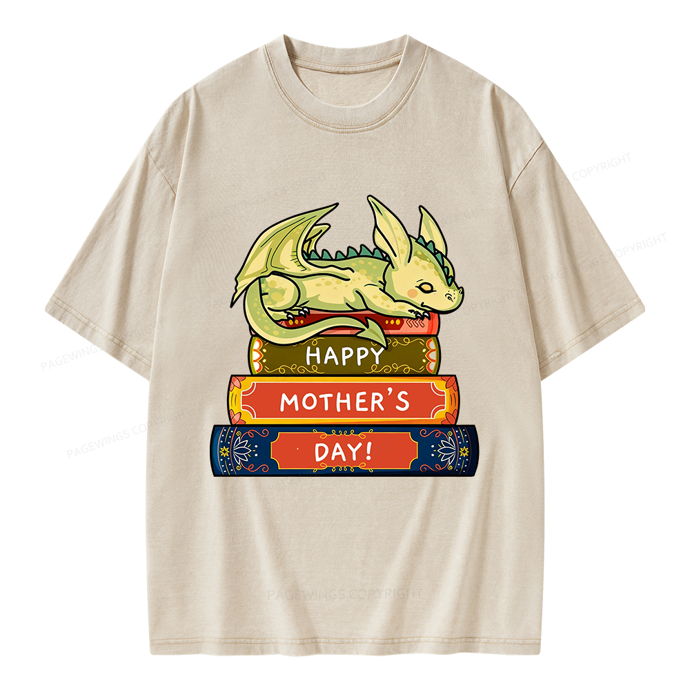 Pagewings Book Dragon Happy Mother's Day Unisex Washed T-shirt