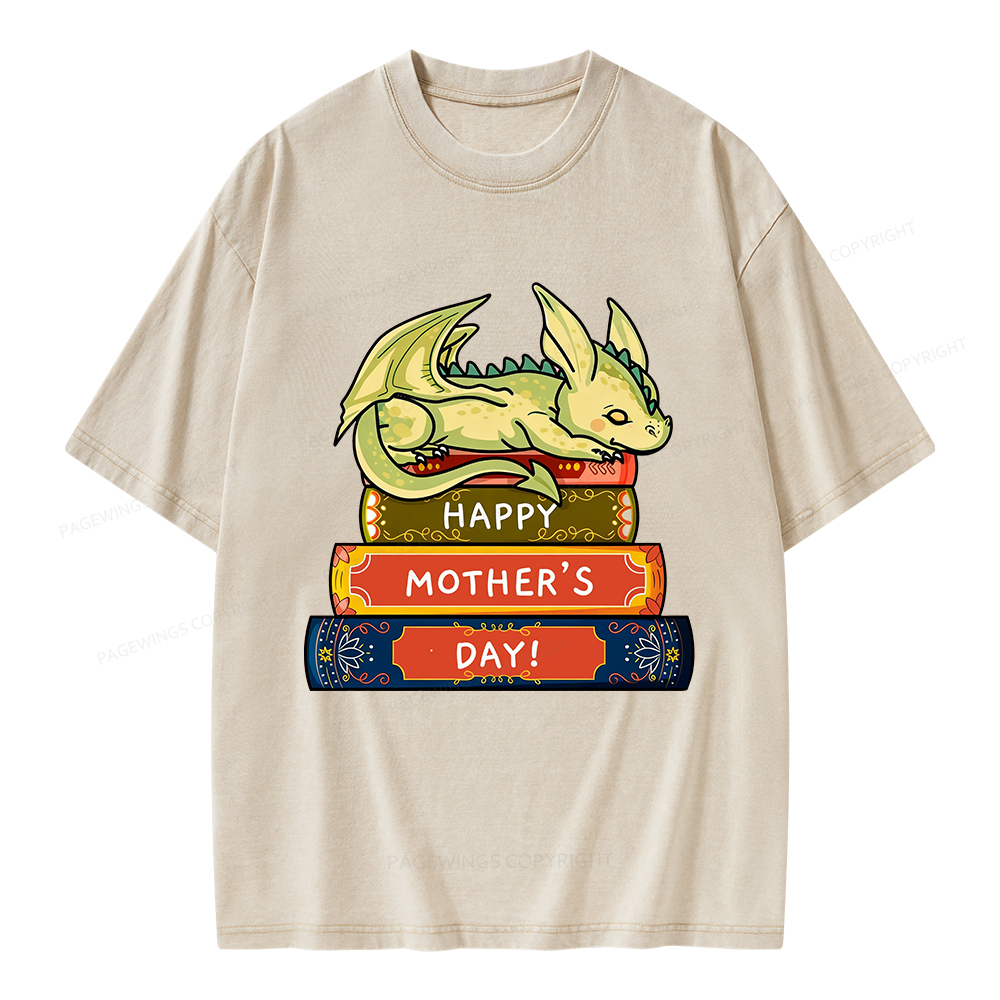 Pagewings Book Dragon Happy Mother's Day Unisex Washed T-shirt