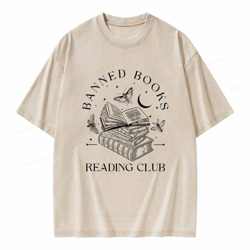 Pagewings Banned Book Reading Club Shirt Unisex Washed T-shirt