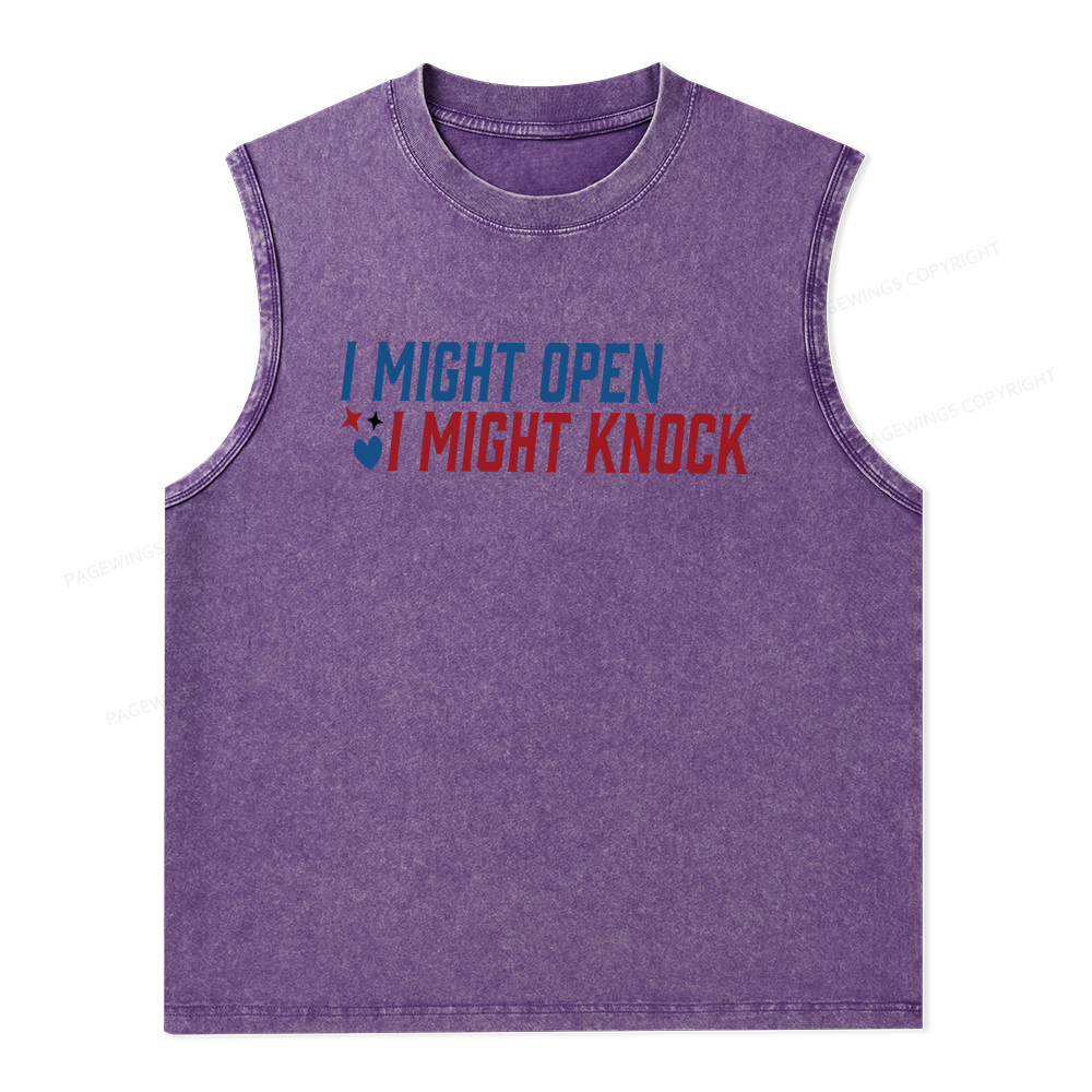 Pagewings I Might Knock Unisex Washed Tank Top