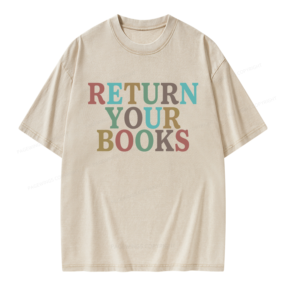 Pagewings Return Your Books Library Unisex Washed T-shirt