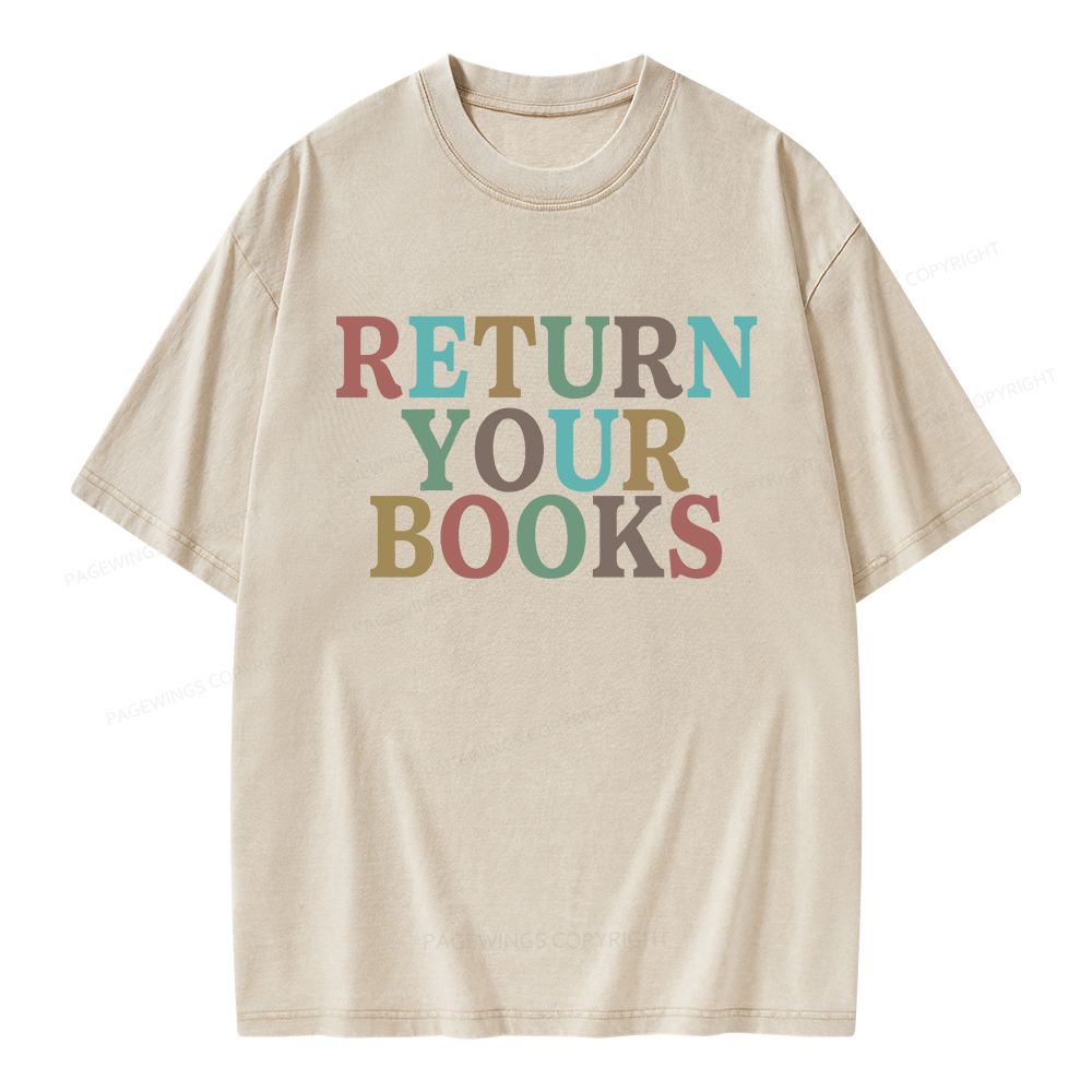 Pagewings Return Your Books Library Unisex Washed T-shirt