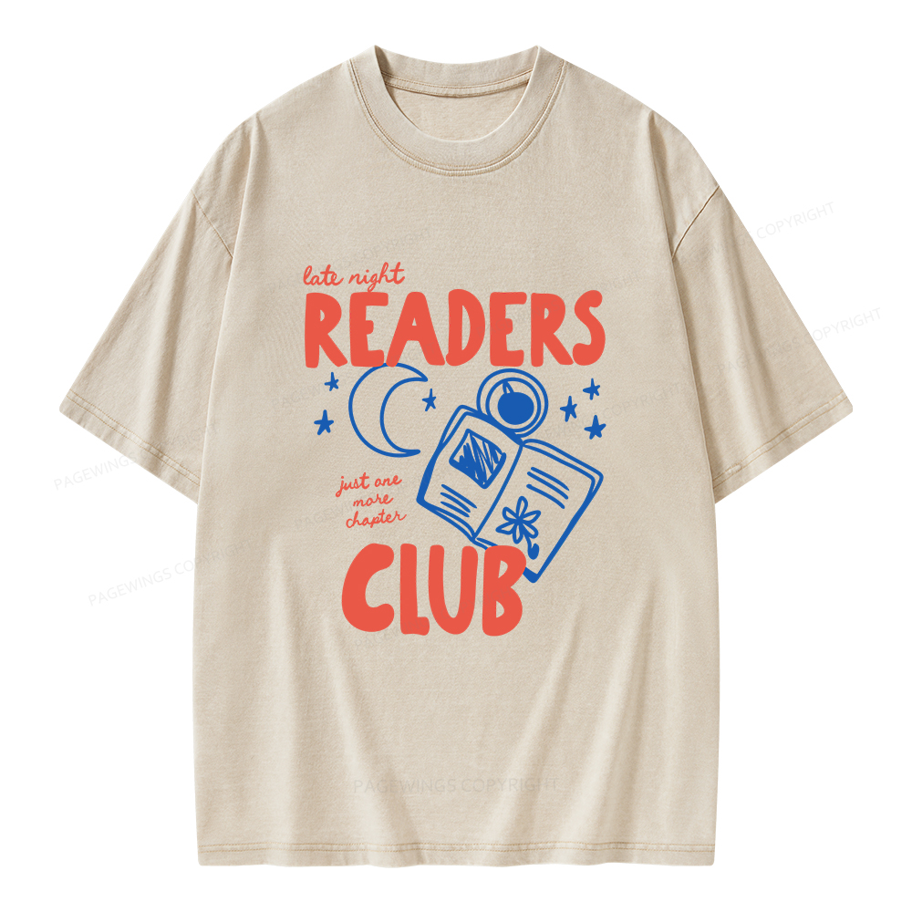 Pagewings Late Night Readers Club Unisex Washed T-shirt