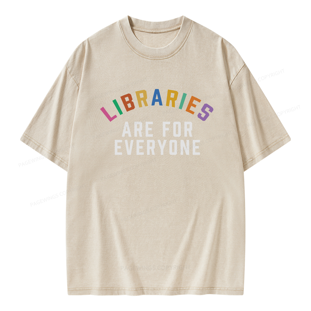 Pagewings Libraries Are For Everyone Unisex Washed T-shirt