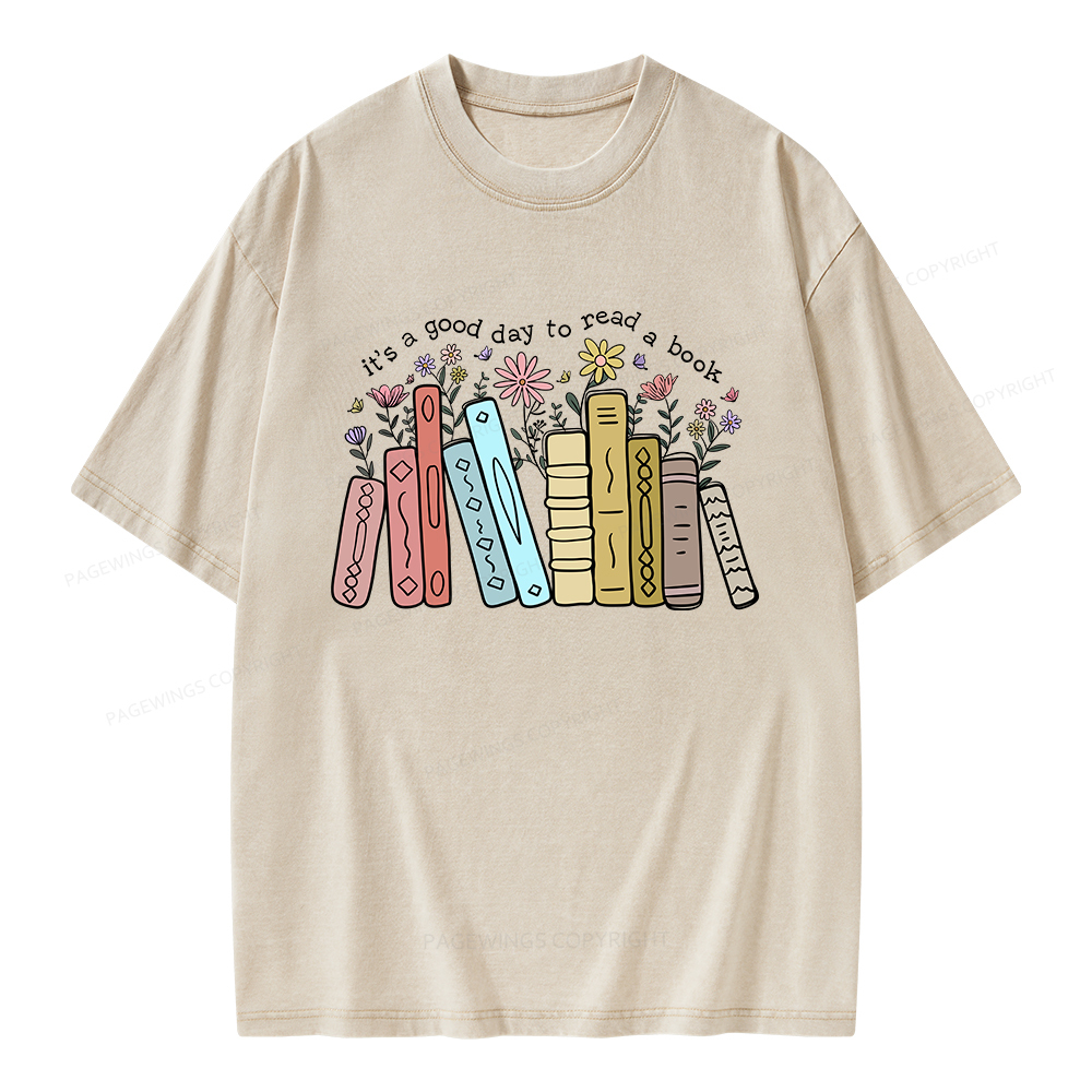 Pagewings It's A Good Day To Read A Book Unisex Washed T-shirt