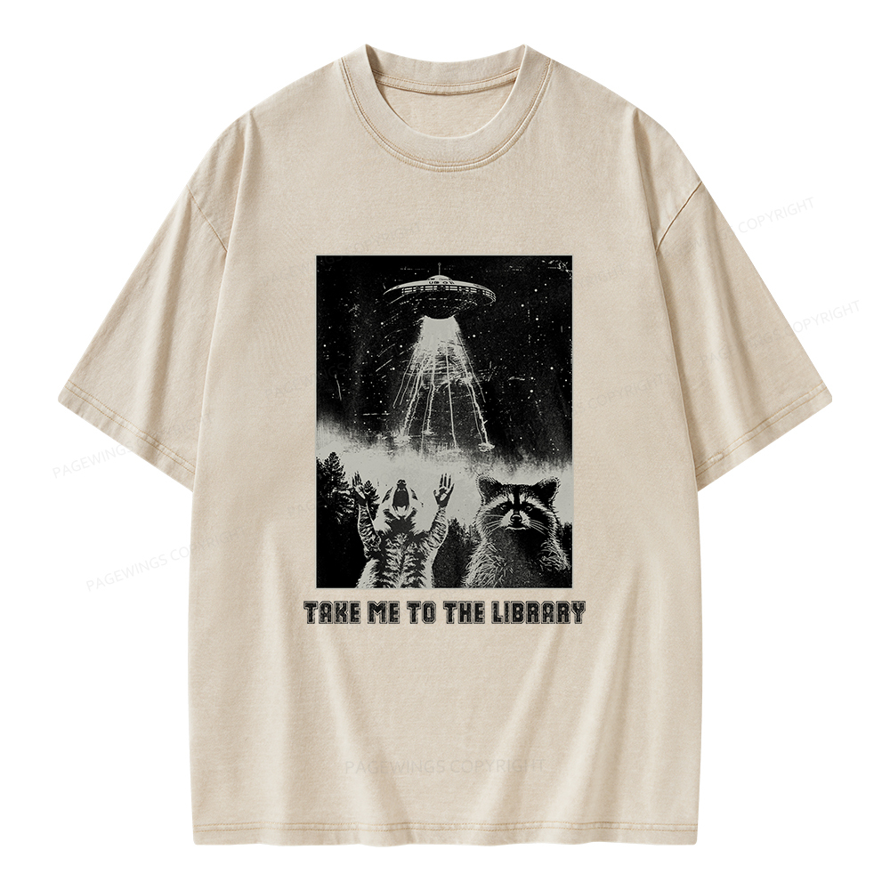 Pagewings Take Me To The Library Unisex Washed T-shirt