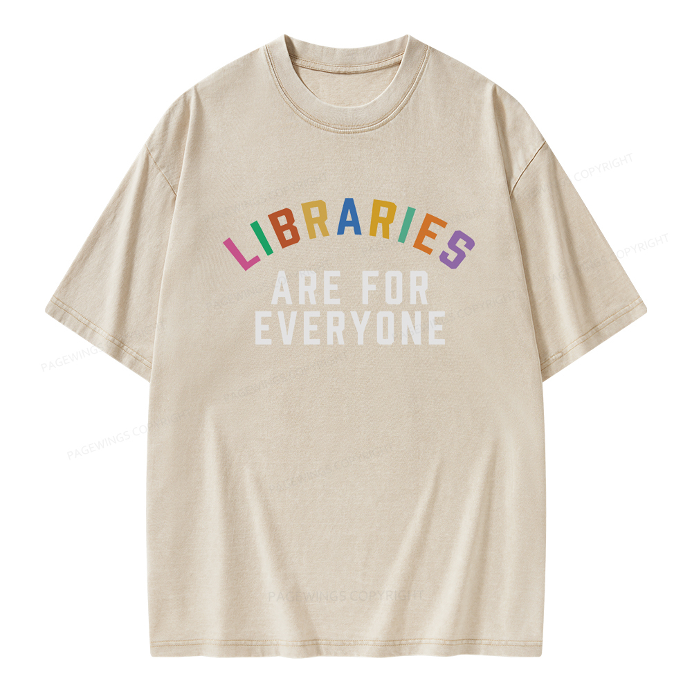 Pagewings Libraries Are For Everyone Unisex Washed T-shirt