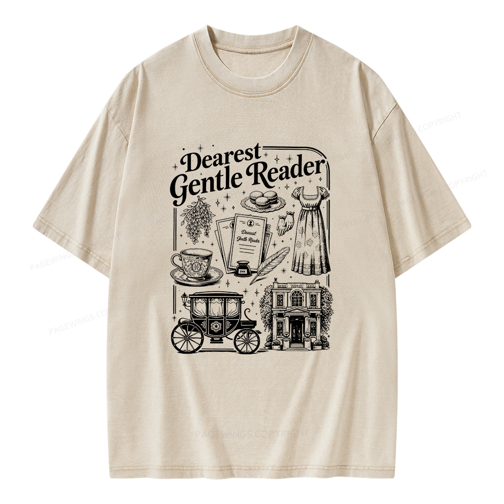 Pagewings Dearest Gentle Reader Unisex Washed T-shirt