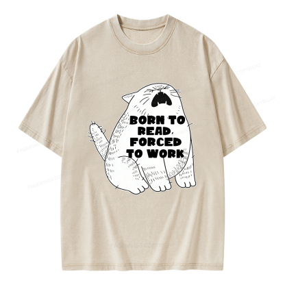 Pagewings Born To Read Forced To Work Unisex Washed T-shirt