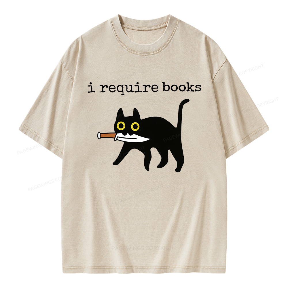 Pagewings I Require Books Unisex Washed T-shirt