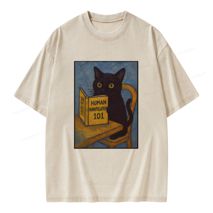 Pagewings Funny Cat Unisex Washed T-shirt
