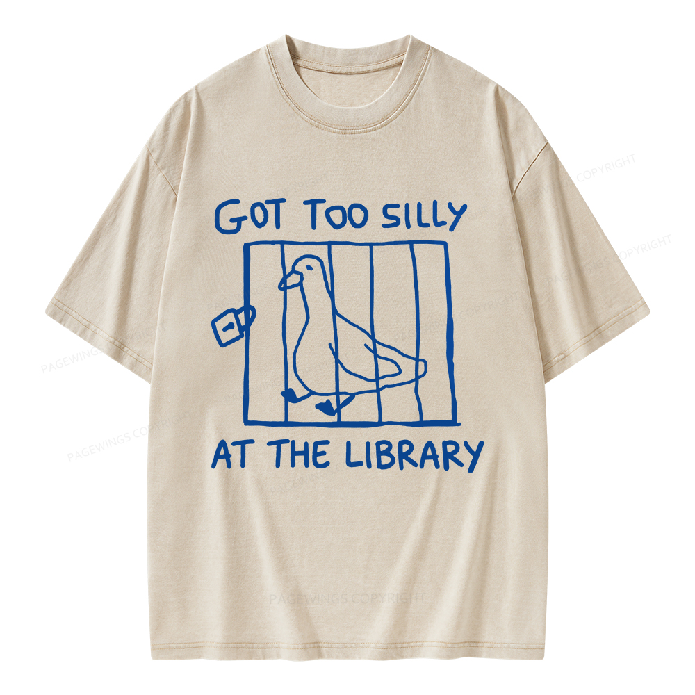 Pagewings Got Too Silly At The Library Unisex Washed T-shirt