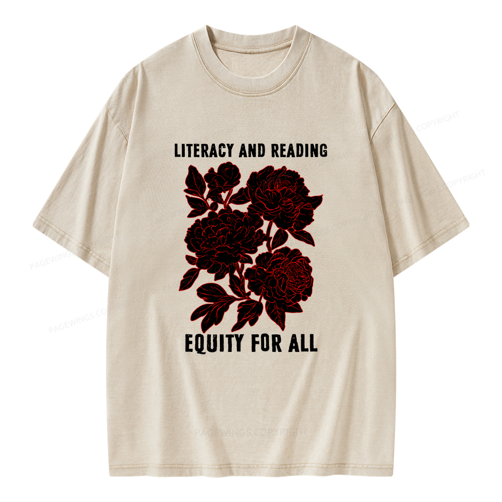 Pagewings Literacy And Reading Equity For All Unisex Washed T-shirt
