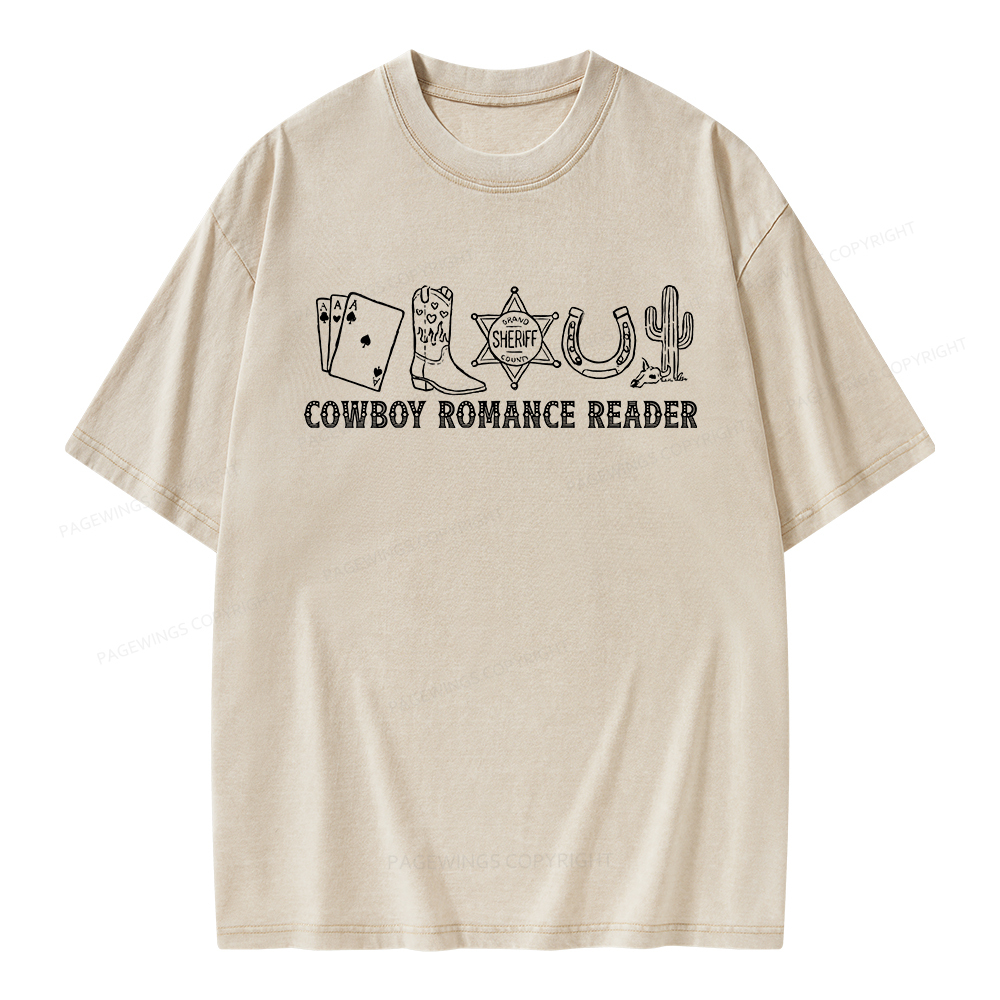 Pagewings Cowboy Romance Reader Unisex Washed T-shirt