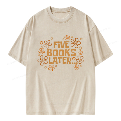 Pagewings Five Books Later Unisex Washed T-shirt