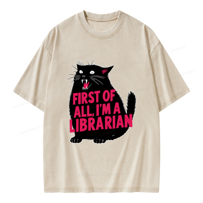 Pagewings First of All I'm a Librarian Unisex Washed T-shirt