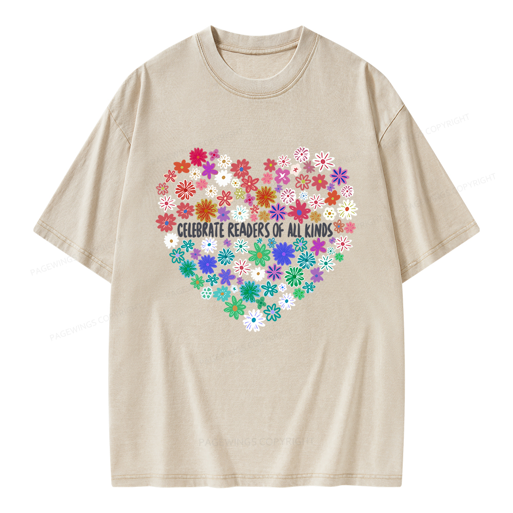 Pagewings Celebrate Readers of All Kinds Unisex Washed T-shirt