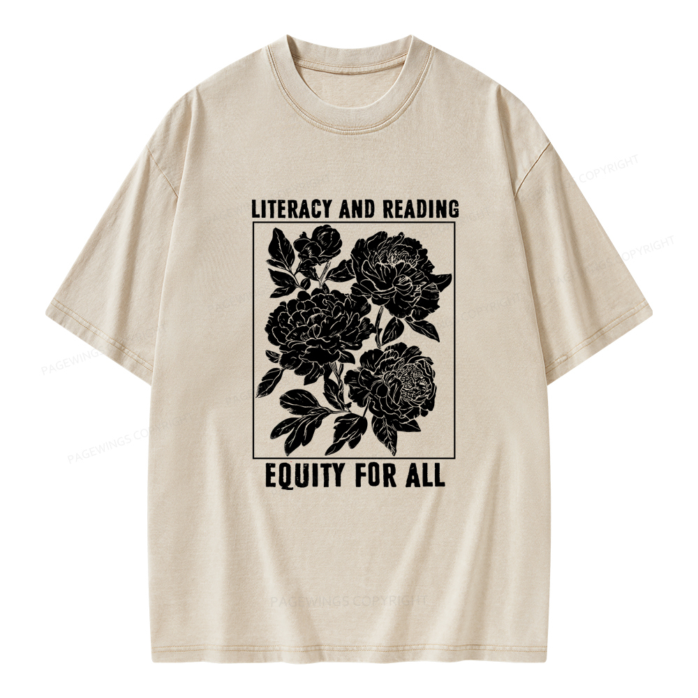Pagewings Literacy And Reading Equity For All Unisex Washed T-shirt