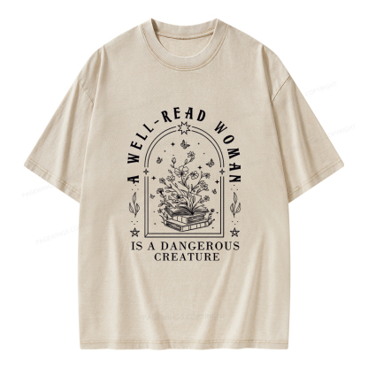 Pagewings A Well Read Woman Is A Dangerous Creature Unisex Washed T-shirt