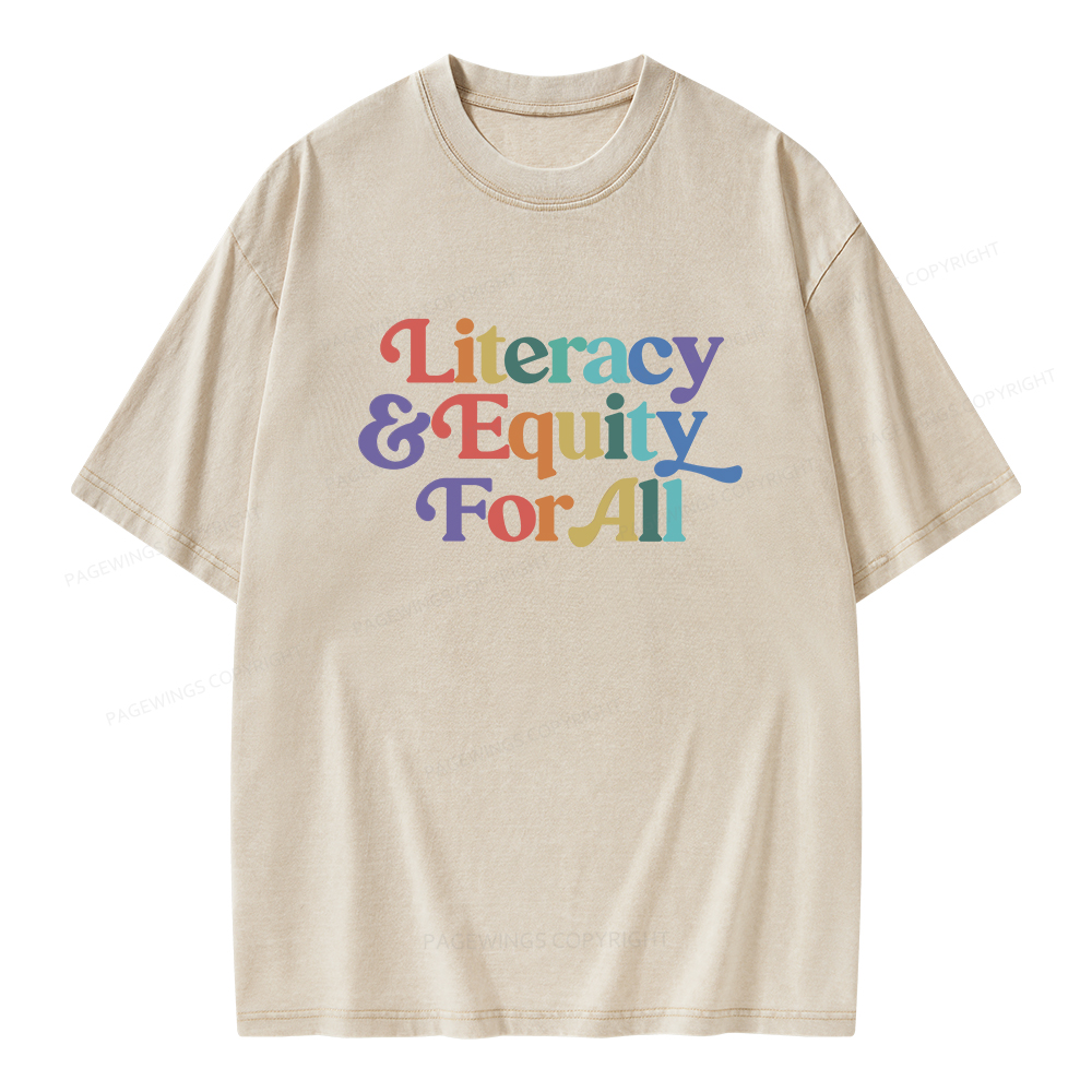 Pagewings Literacy & Equity For All Unisex Washed T-shirt