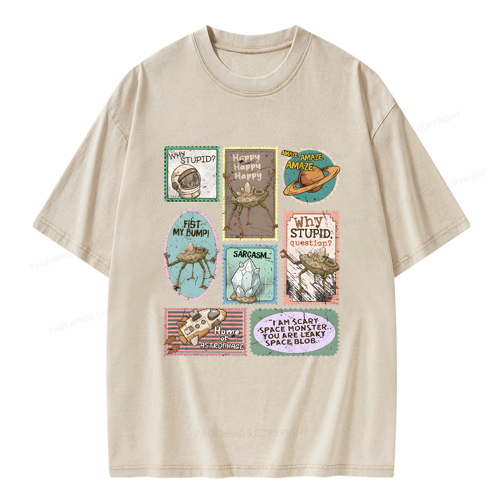 Pagewings Amaze Retro Sci-Fi Unisex Washed T-shirt