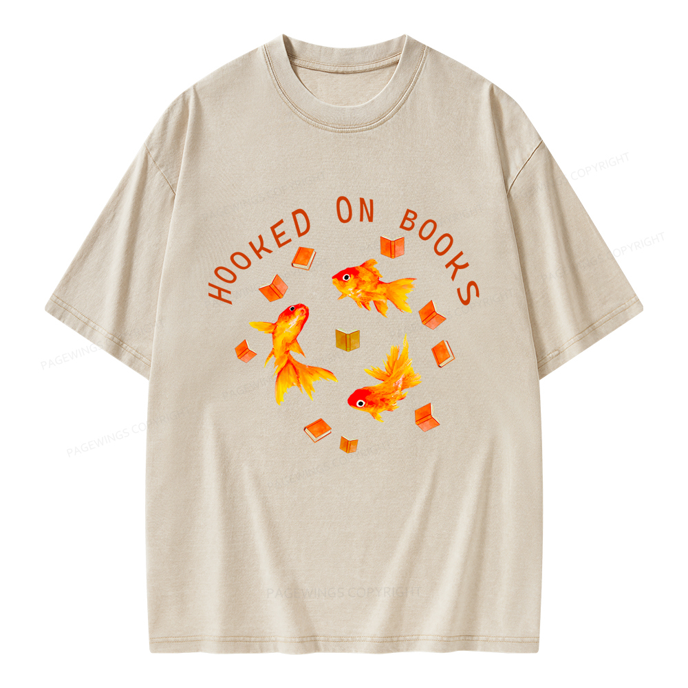 Pagewings Hooked On Books Unisex Washed T-shirt