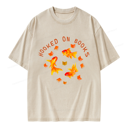 Pagewings Hooked On Books Unisex Washed T-shirt