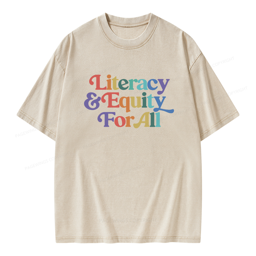 Pagewings Literacy & Equity For All Unisex Washed T-shirt