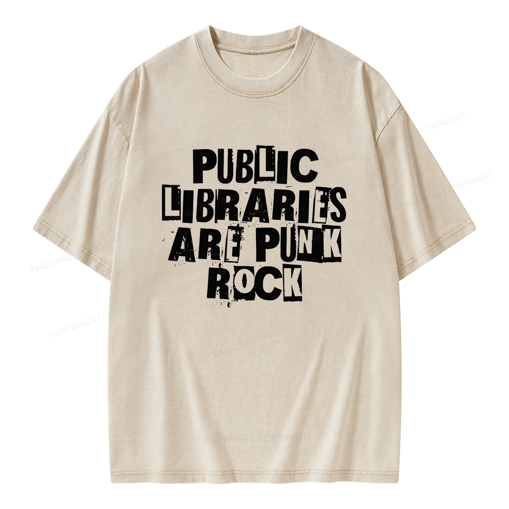 Pagewings Public Libraries Are Punk Rock Unisex Washed T-shirt