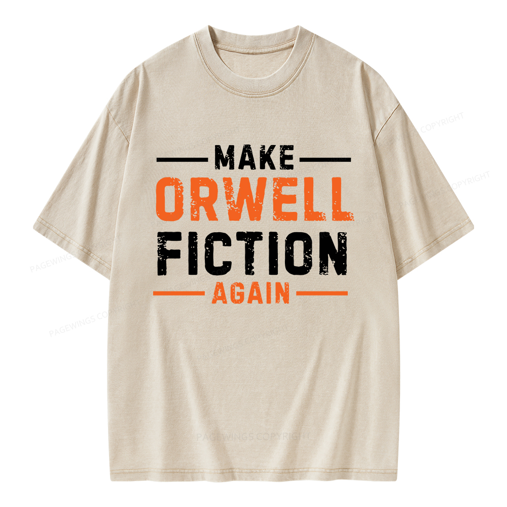 Pagewings Make Orwell Fiction Again Unisex Washed T-shirt