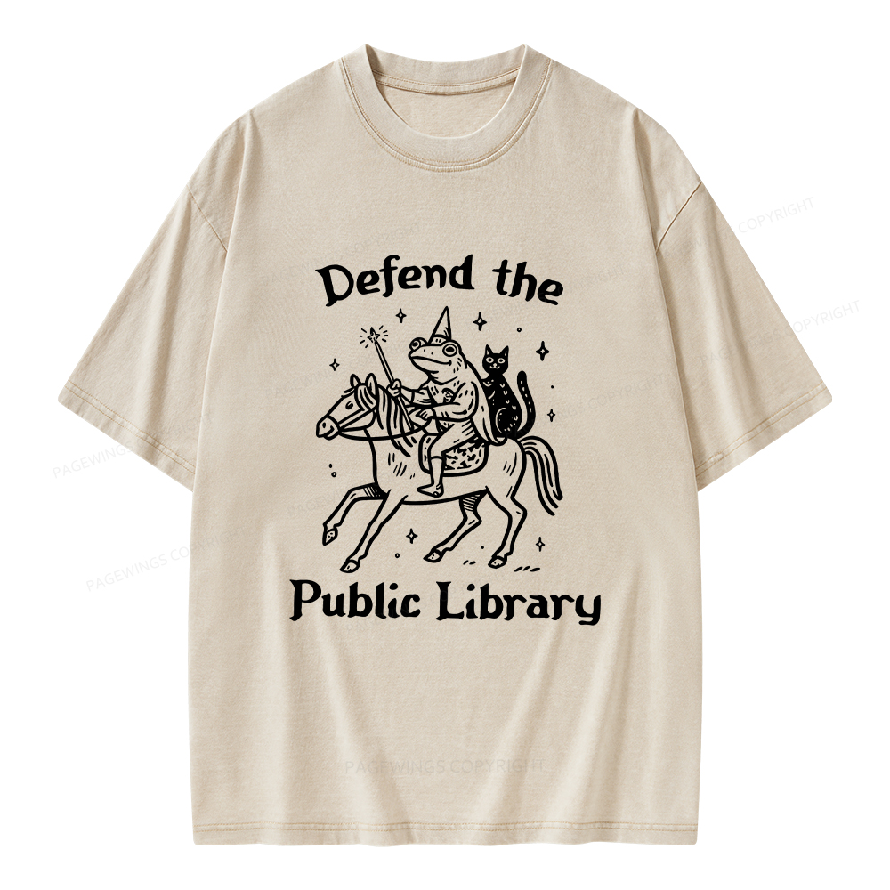 Pagewings Defend The Public Library Unisex Washed T-shirt