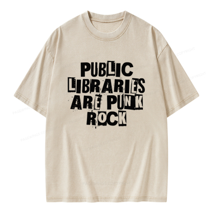Pagewings Public Libraries Are Punk Rock Unisex Washed T-shirt
