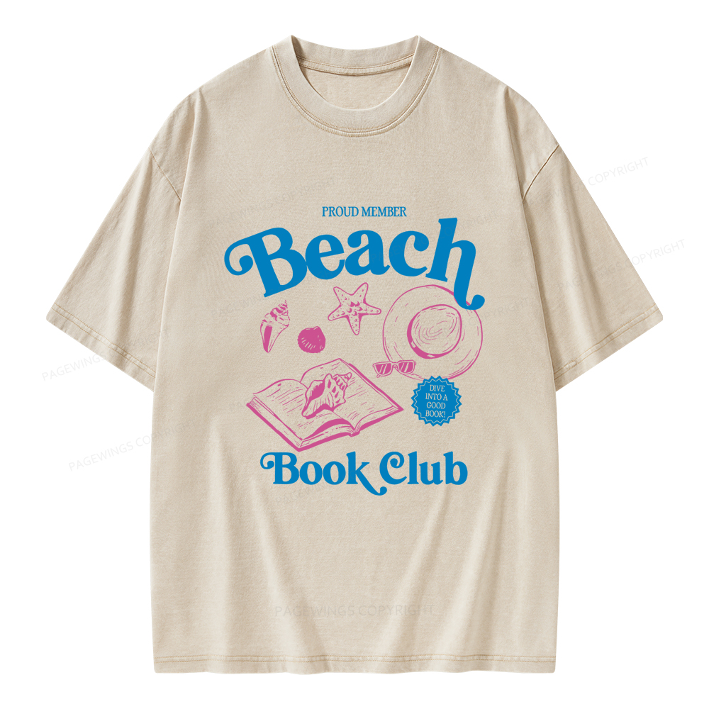 Pagewings Beach Book Club Unisex Washed T-shirt