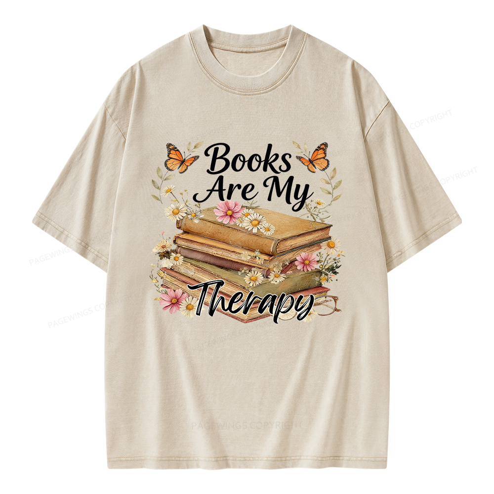 Pagewings Books Are My Therapy Unisex Washed T-shirt