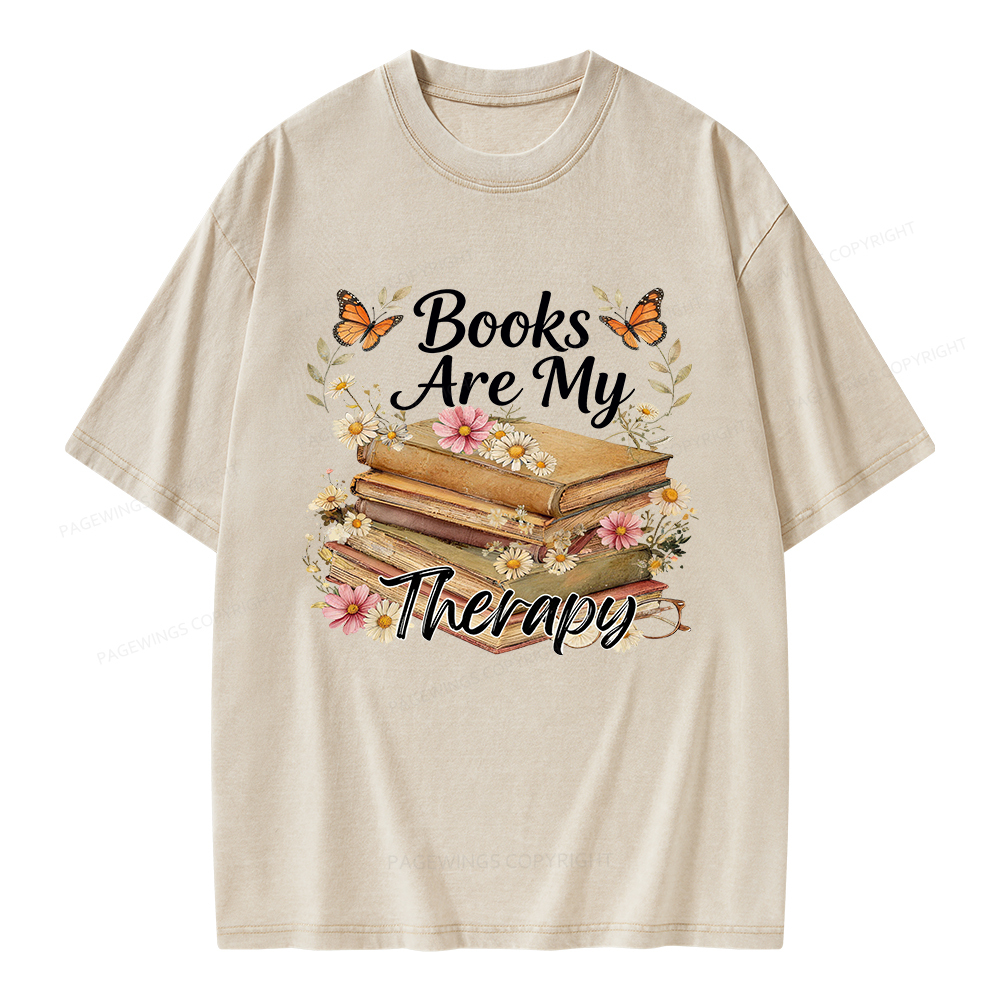 Pagewings Books Are My Therapy Unisex Washed T-shirt