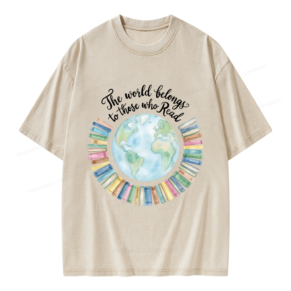 Pagewings The World Belongs to Those Who Read Unisex Washed T-shirt